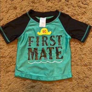 Carters First Mate Kids Swim Shirt - Black and Green 18M